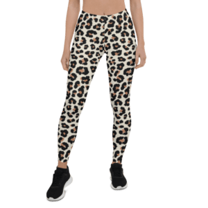 Brown Khaki Leopard Print Leggings & Yoga Pants