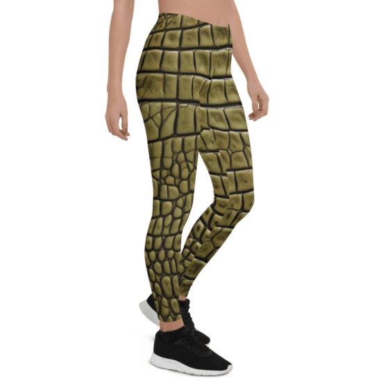 Crocodile Skin Print Brown Leggings & Yoga Pants
