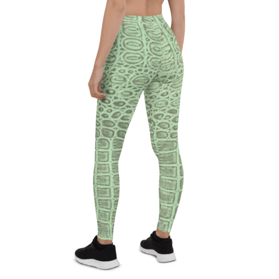 Green Alligator Skin Print Leggings & Yoga Pants