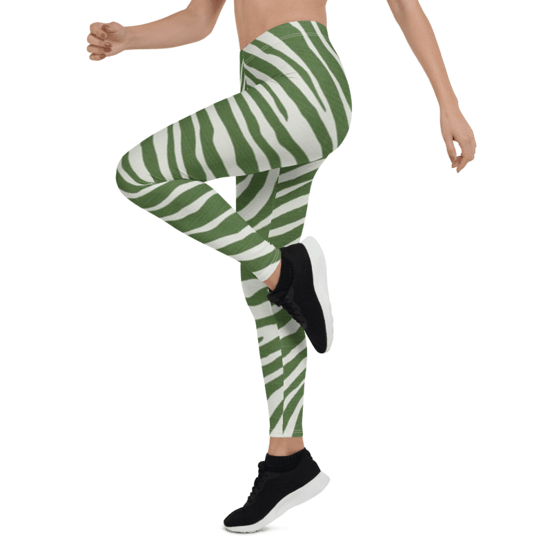 Green Zebra Stripe Print Leggings & Yoga Pants