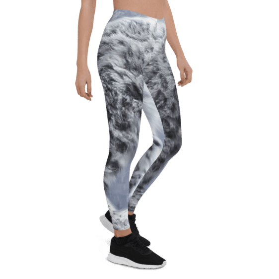 Grey Snow Leopard Print Leggings & Yoga Pants