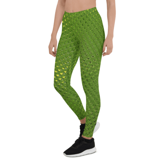 Lizard Skin Print Green Yellow Leggings & Yoga Pants