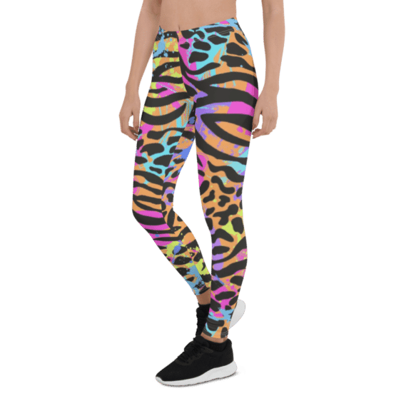 Multicolor Neon Zebra Leopard Leggings & Yoga Pants