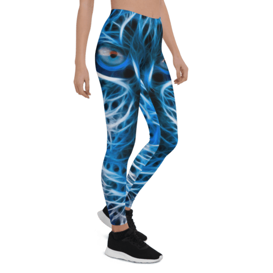 Neon Blue Leopard Print Leggings & Yoga Pants