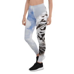 White Tiger Sky Blue Leggings & Yoga Pants
