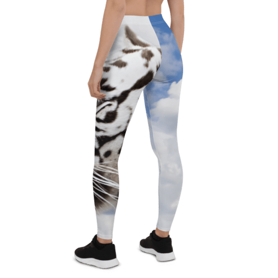 White Tiger Sky Blue Leggings & Yoga Pants